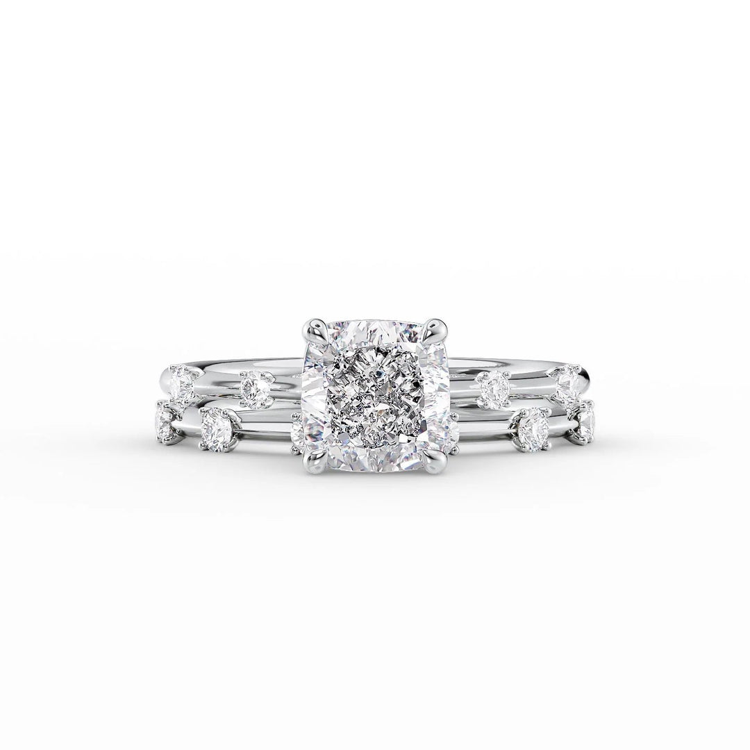 The Sasha Set With Cushion Side Stone Moissanite#material_14k-white