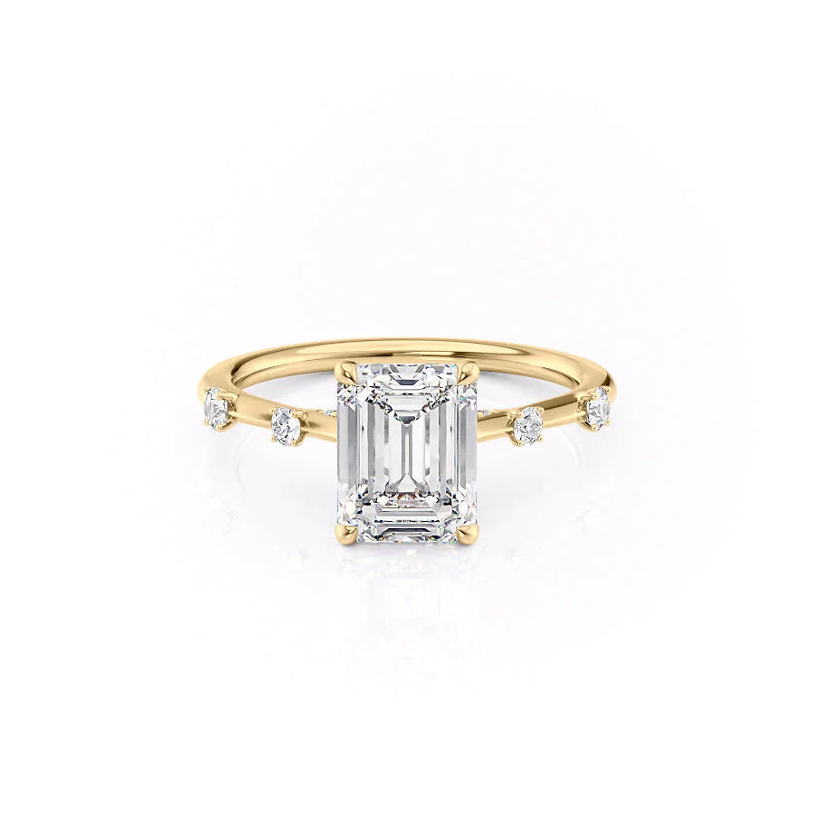 The Sasha Set With Emerald Side Stone Moissanite#material_14k-gold