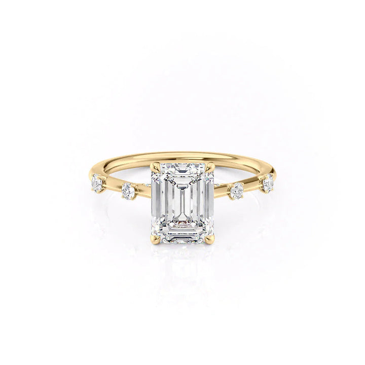 The Sasha Set With Emerald Side Stone Moissanite#material_14k-gold