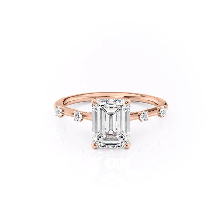 The Sasha Set With Emerald Side Stone Moissanite#material_14k-rose