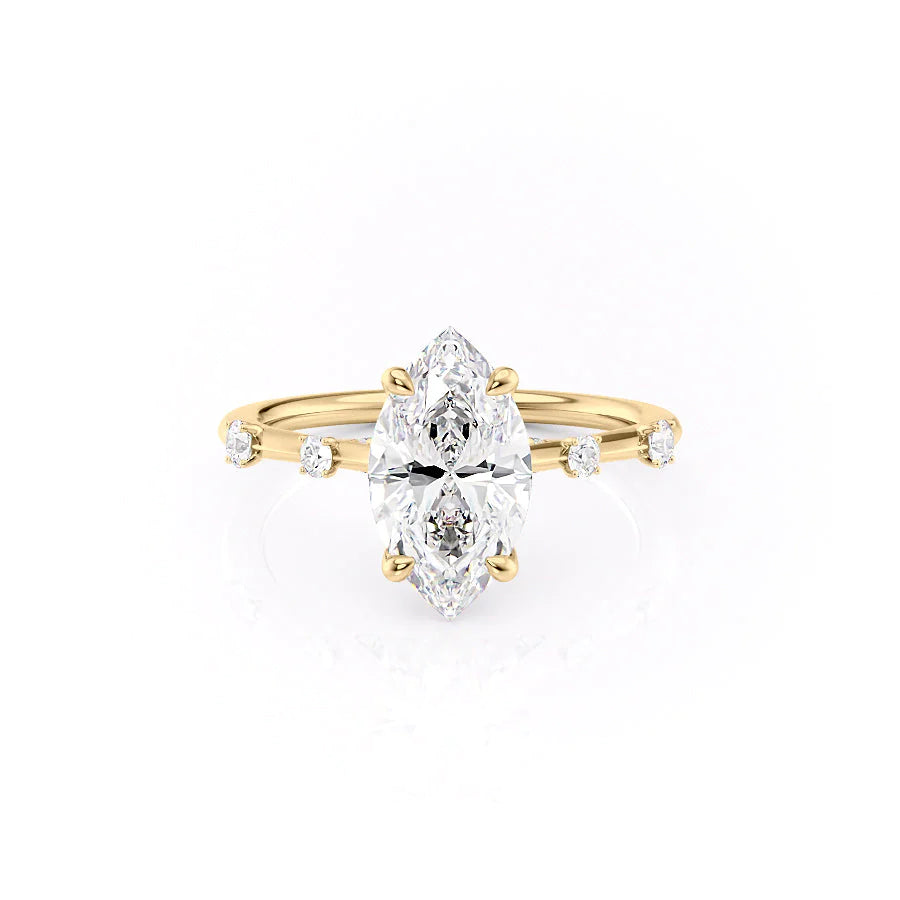 The Sasha Set With Marquise Side Stone Lab Diamond 1 Carat 14K Gold#material_14k-gold