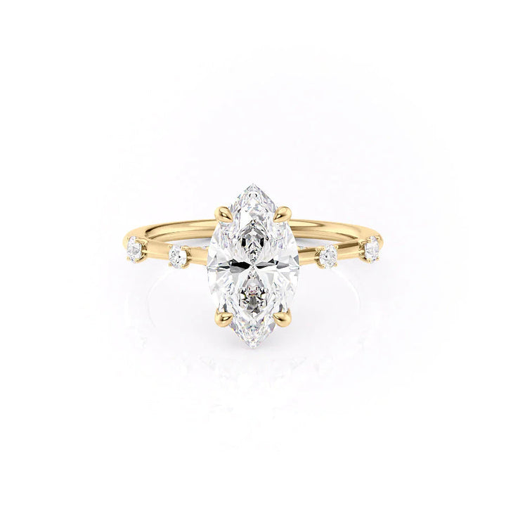 The Sasha Set With Marquise Side Stone Lab Diamond 1 Carat 14K Gold#material_14k-gold