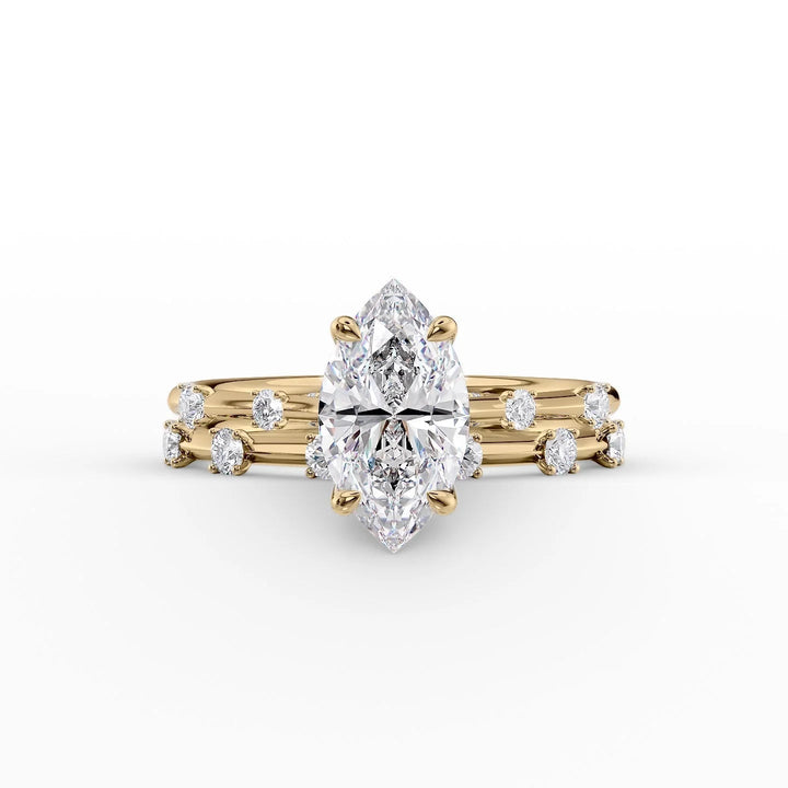 The Sasha Set With Marquise Side Stone Lab Diamond 2 Carat 14K Gold#material_14k-gold