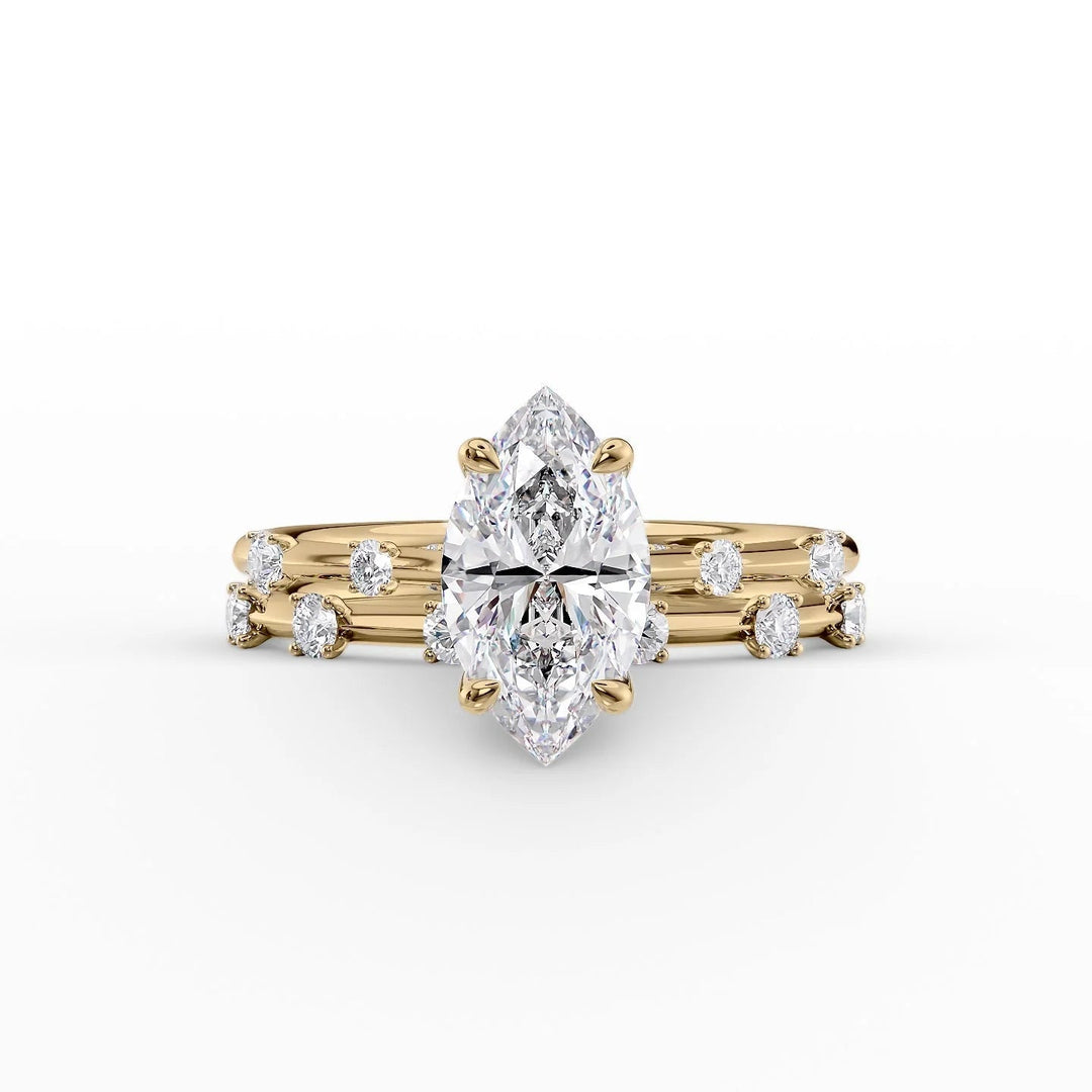 The Sasha Set With Marquise Side Stone Moissanite#material_14k-gold