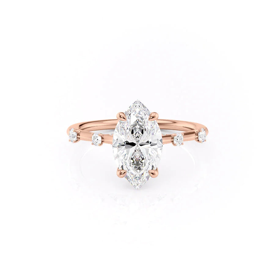 The Sasha Set With Marquise Side Stone Lab Diamond 1 Carat 14K Rose#material_14k-rose