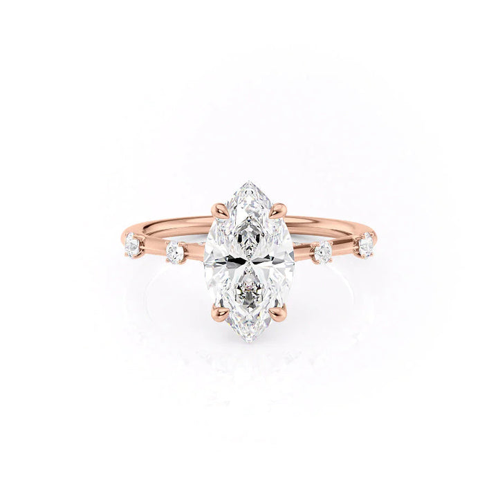 The Sasha Set With Marquise Side Stone Lab Diamond 1 Carat 14K Rose#material_14k-rose