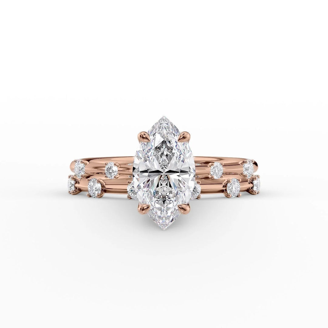 The Sasha Set With Marquise Side Stone Lab Diamond 2 Carat 14K Rose#material_14k-rose