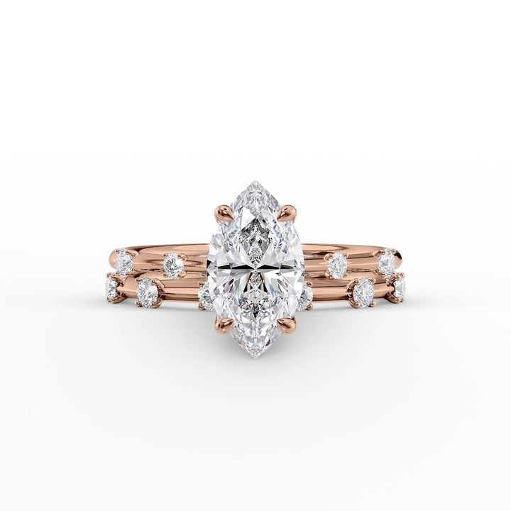 The Sasha Set With Marquise Side Stone Lab Diamond 2 Carat 14K Rose#material_14k-rose