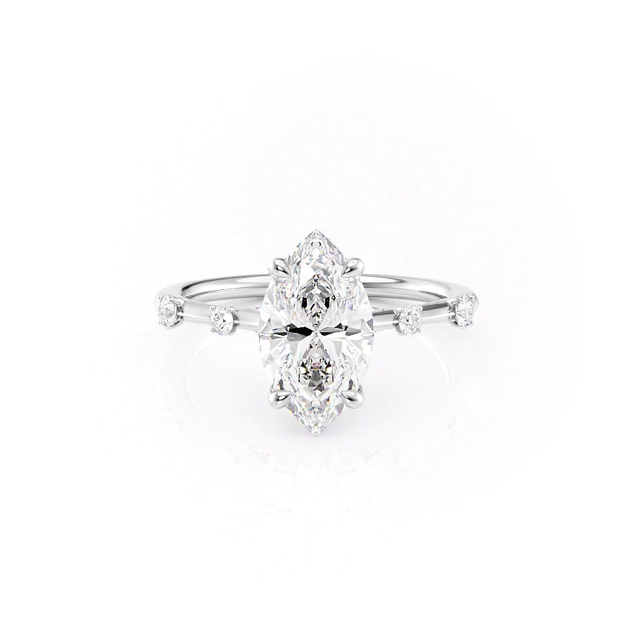 The Sasha Set With Marquise Side Stone Lab Diamond 1 Carat 14K White#material_14k-white