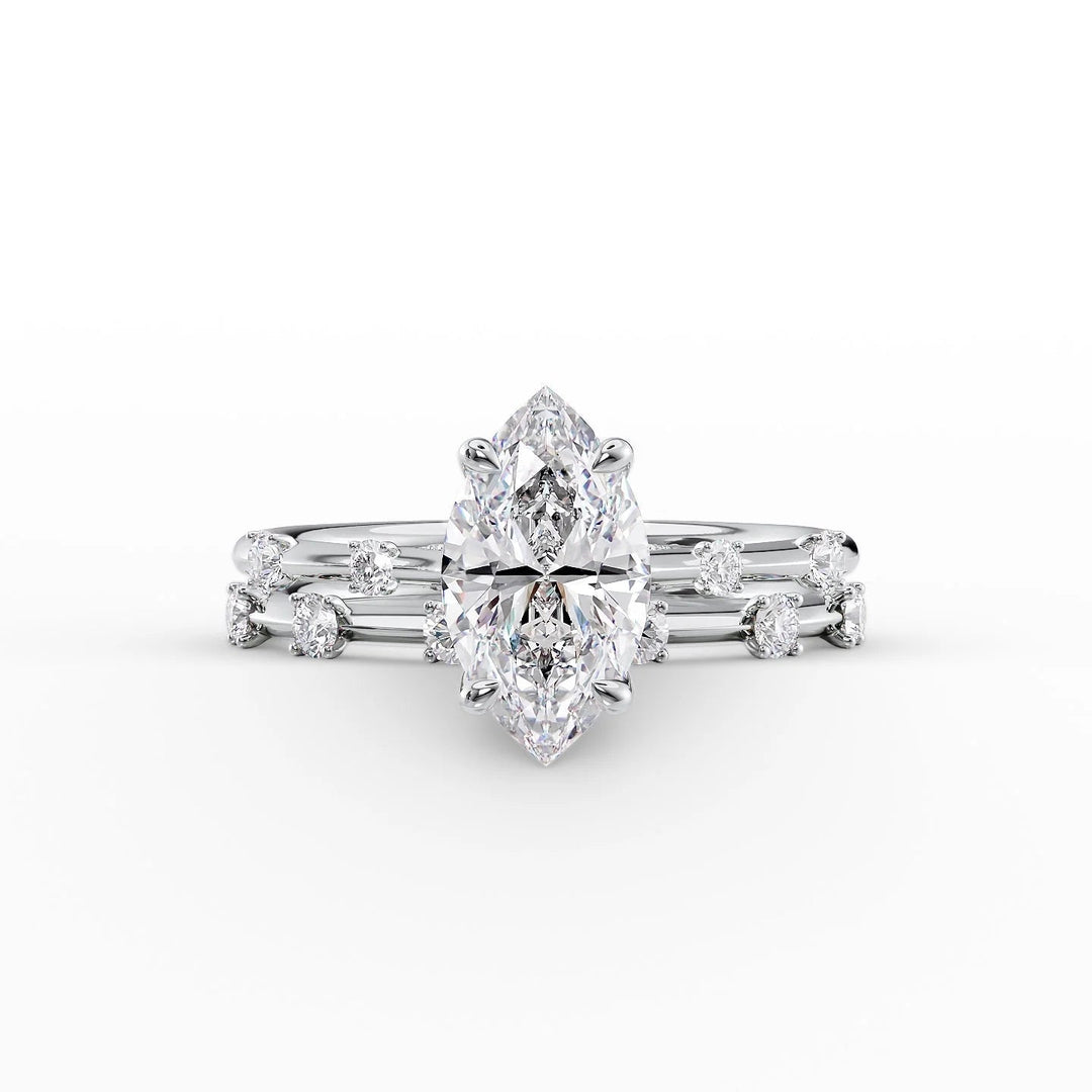 The Sasha Set With Marquise Side Stone Lab Diamond 2 Carat 14K White#material_14k-white