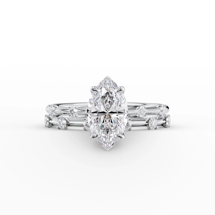 The Sasha Set With Marquise Side Stone Lab Diamond 2 Carat 14K White#material_14k-white