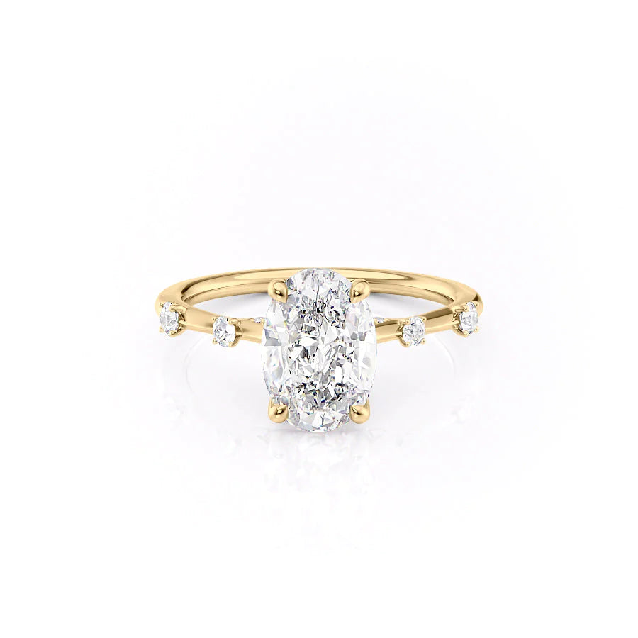 The Sasha Set With Oval Side Stone Moissanite#material_14k-gold