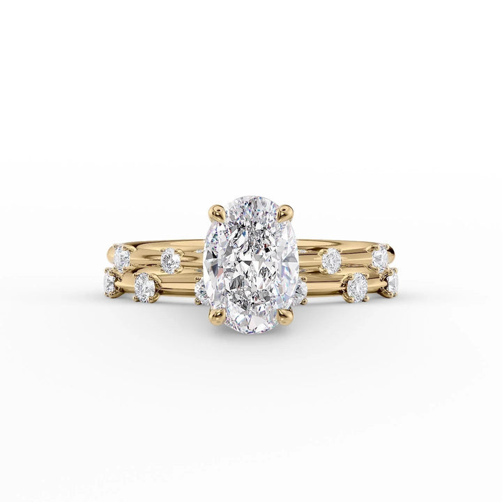 The Sasha Set With Oval Side Stone Lab Diamond 2 Carat 14K Gold#material_14k-gold