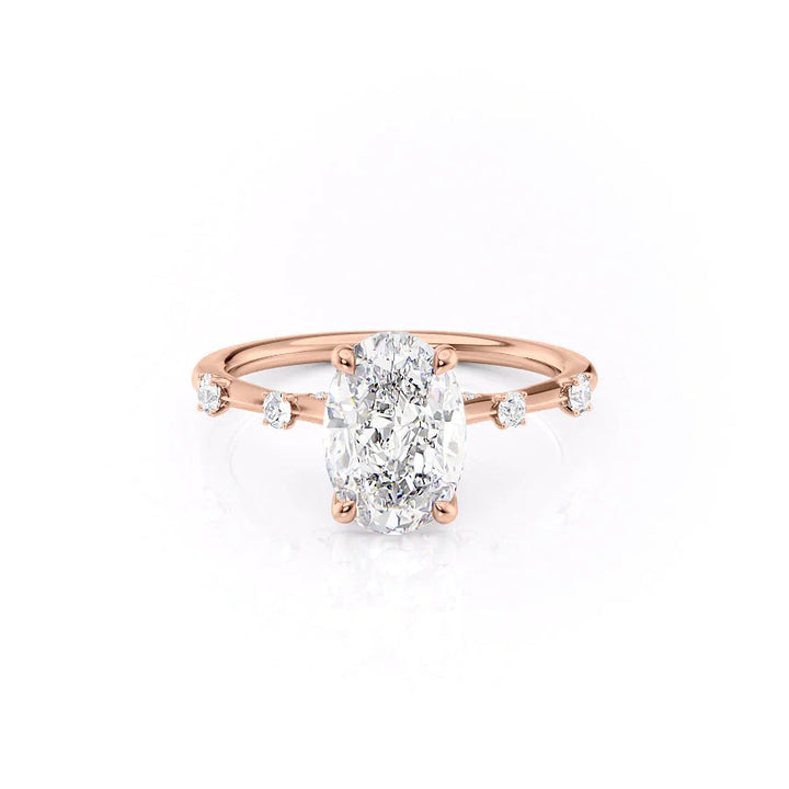 The Sasha Set With Oval Side Stone Lab Diamond 1 Carat 14K Rose#material_14k-rose