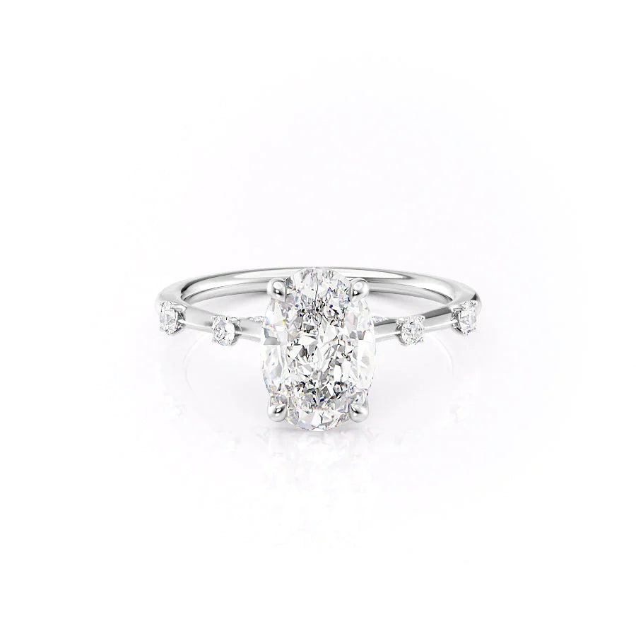 The Sasha Set With Oval Side Stone Lab Diamond 1 Carat 14K White#material_14k-white