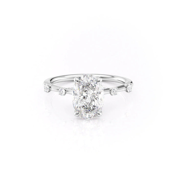 The Sasha Set With Oval Side Stone Lab Diamond 1 Carat 14K White#material_14k-white