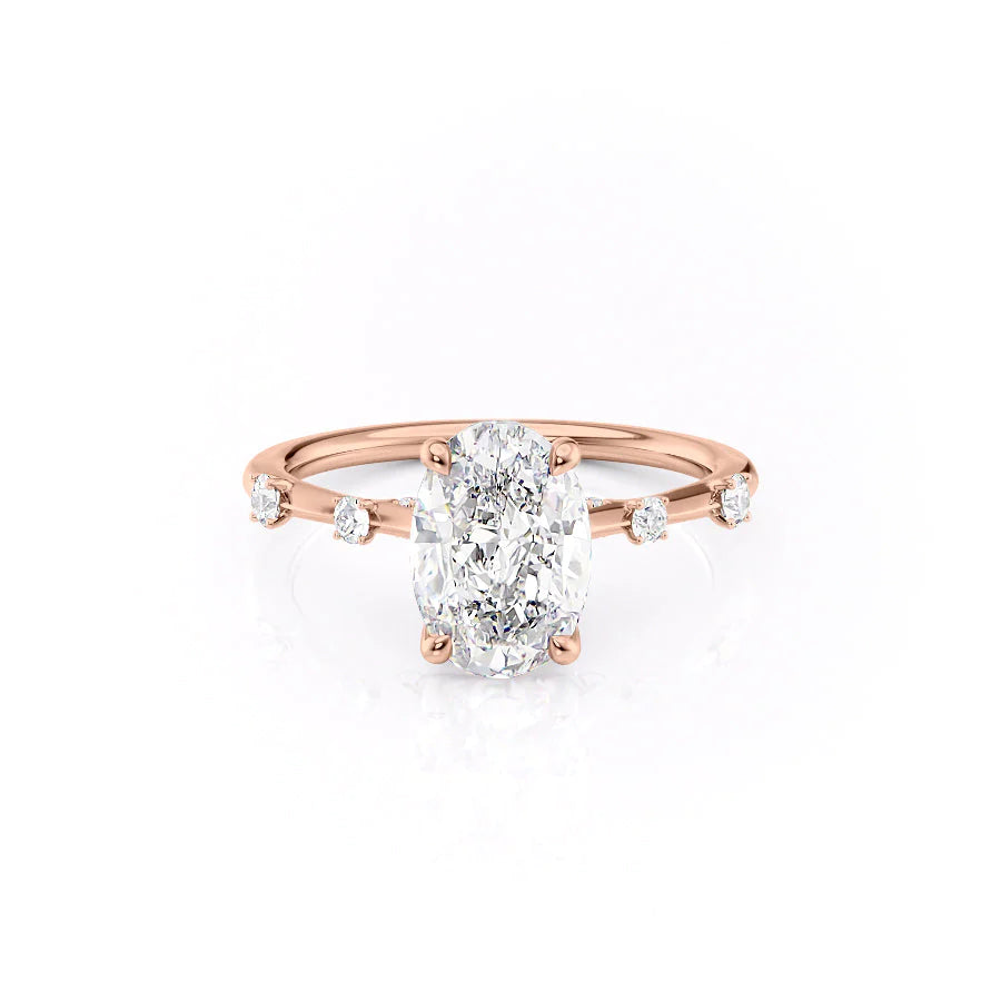 The Sasha Set With Oval Side Stone Lab Diamond 1 Carat 18K Rose#material_18k-rose