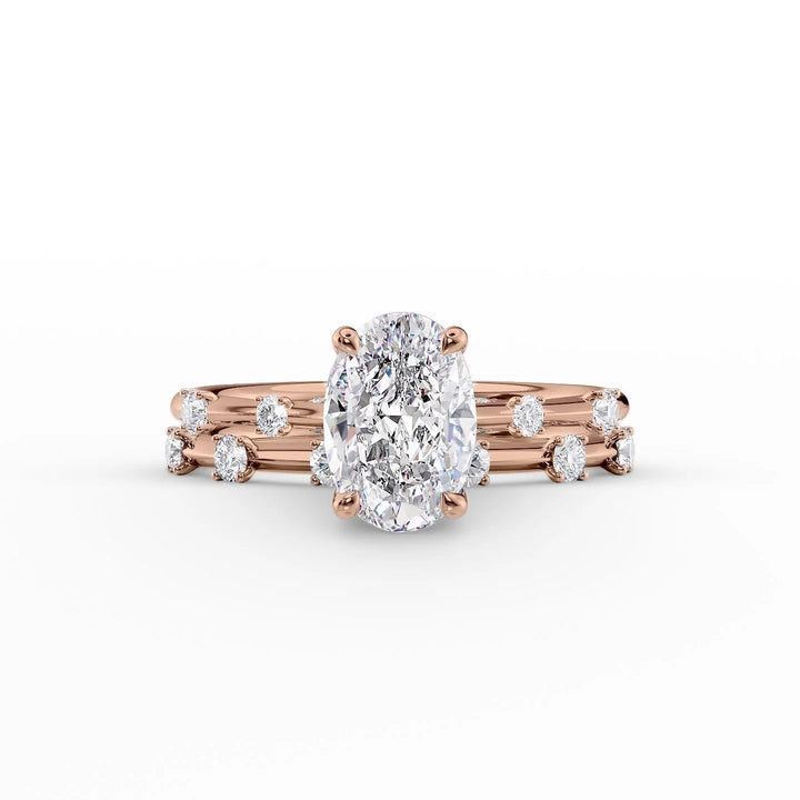 The Sasha Set With Oval Side Stone Lab Diamond 2 Carat 18K Rose#material_18k-rose