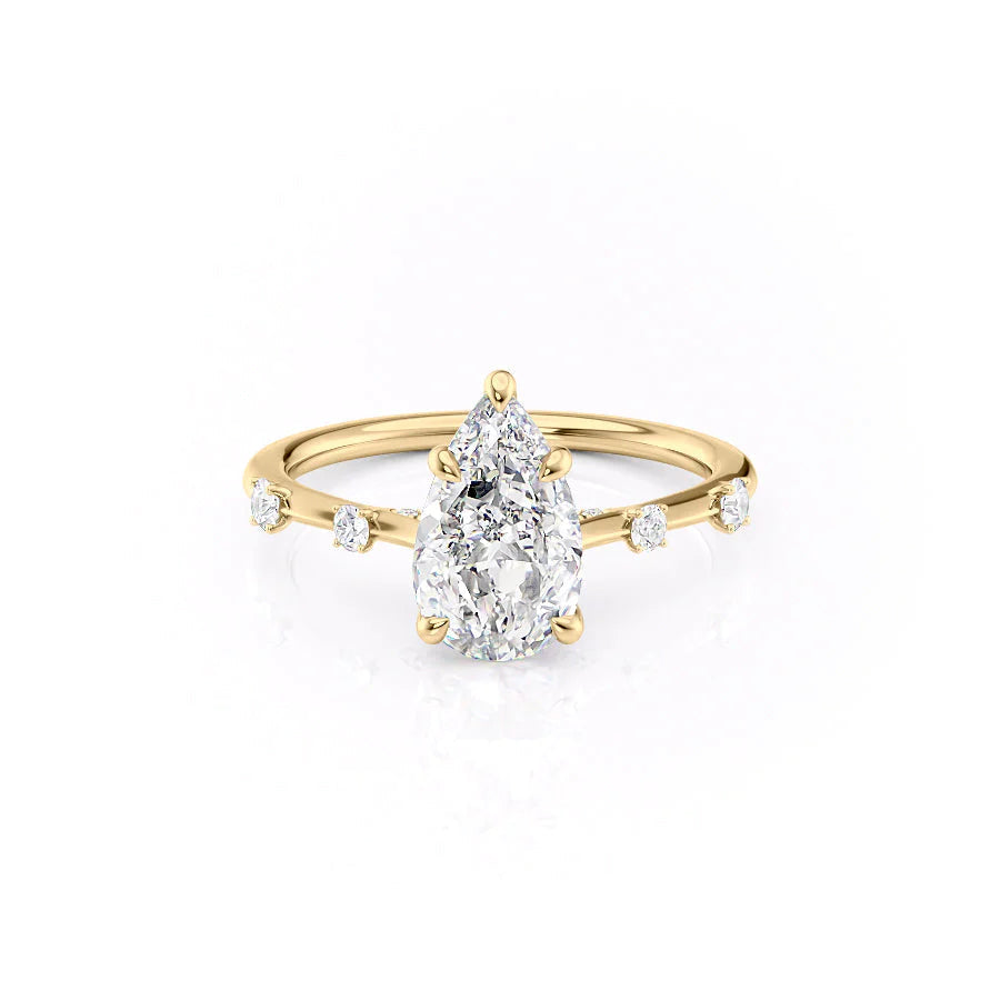 The Sasha Set With Pear Side Stone Lab Diamond 1 Carat 14K Gold#material_14k-gold