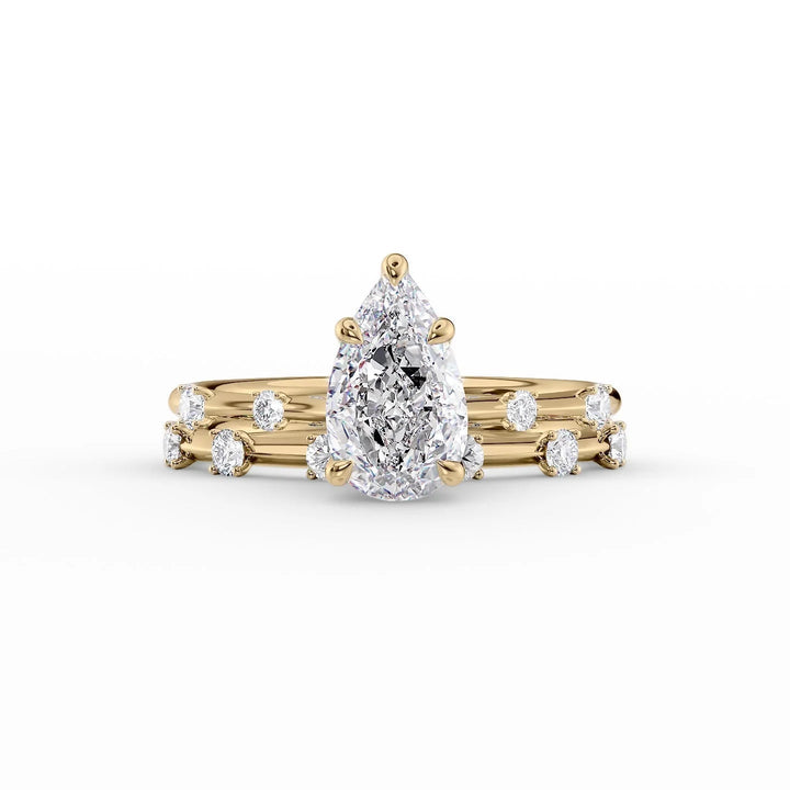 The Sasha Set With Pear Side Stone Lab Diamond 2 Carat 14K Gold#material_14k-gold