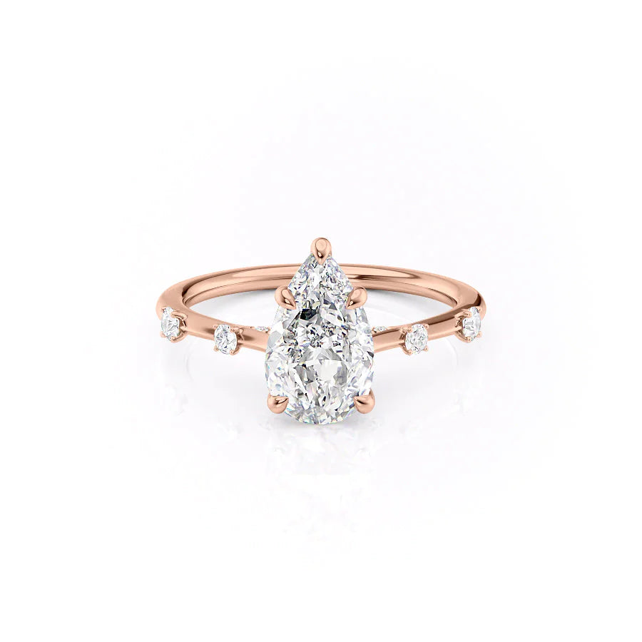 The Sasha Set With Pear Side Stone Lab Diamond 1 Carat 14K Rose#material_14k-rose