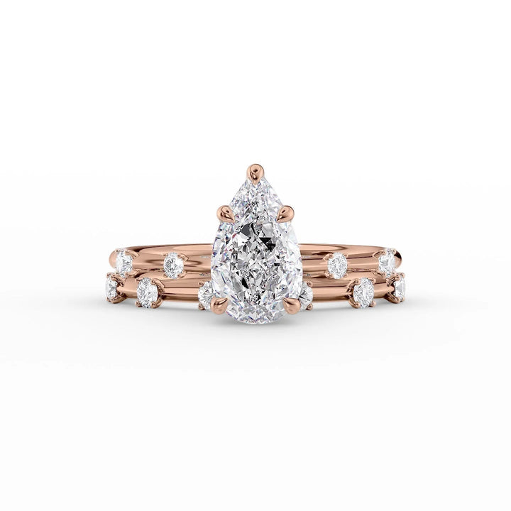 The Sasha Set With Pear Side Stone Lab Diamond 2 Carat 14K Rose#material_14k-rose