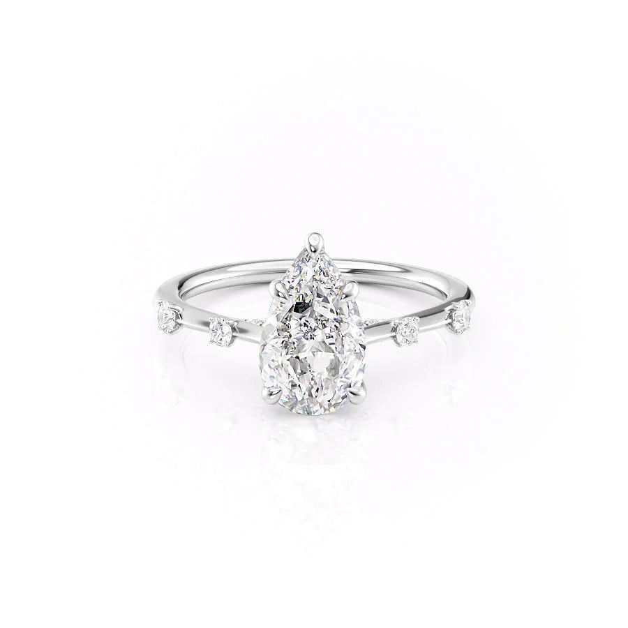 The Sasha Set With Pear Side Stone Lab Diamond 1 Carat 14K White#material_14k-white