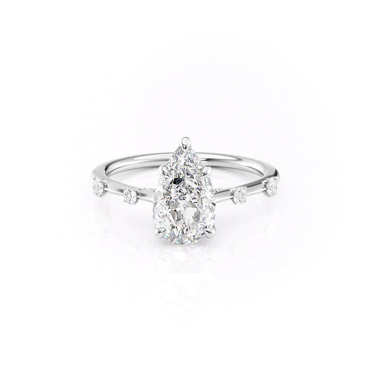 The Sasha Set With Pear Side Stone Lab Diamond 1 Carat 14K White#material_14k-white