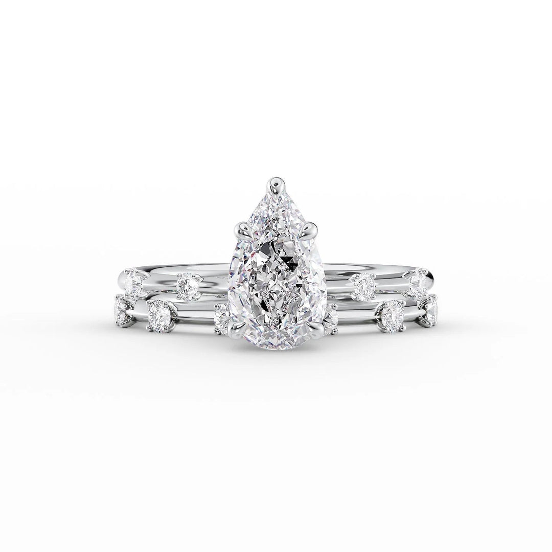 The Sasha Set With Pear Side Stone Lab Diamond 2 Carat 14K White#material_14k-white