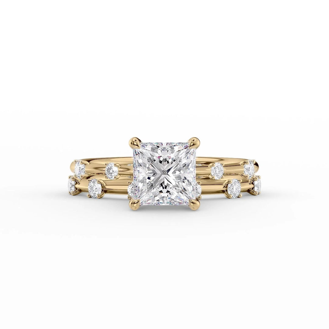 The Sasha Set With Princess Side Stone Lab Diamond 2 Carat 14K Gold#material_14k-gold