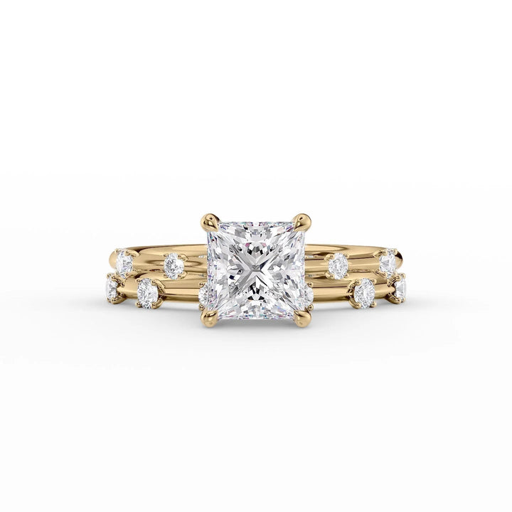 The Sasha Set With Princess Side Stone Lab Diamond 2 Carat 14K Gold#material_14k-gold