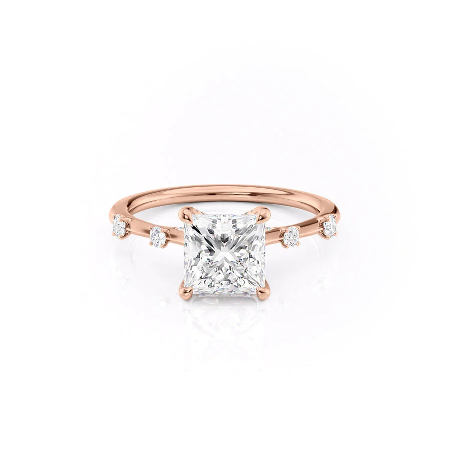 The Sasha Set With Princess Side Stone Lab Diamond 1 Carat 14K Rose#material_14k-rose