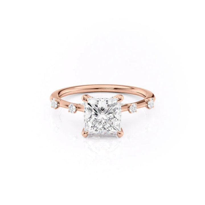 The Sasha Set With Princess Side Stone Lab Diamond 1 Carat 14K Rose#material_14k-rose