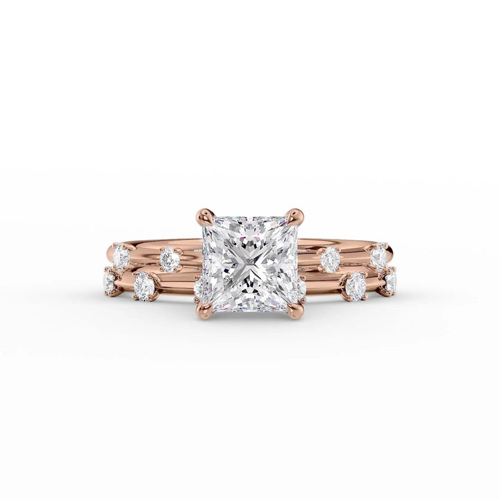 The Sasha Set With Princess Side Stone Lab Diamond 2 Carat 14K Rose#material_14k-rose