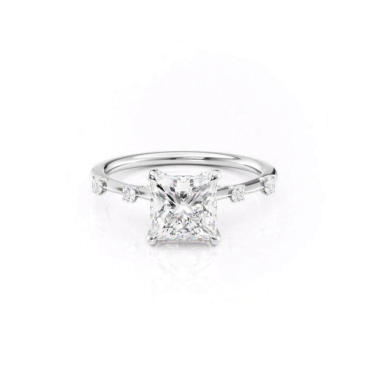 The Sasha Set With Princess Side Stone Lab Diamond 1 Carat 14K White#material_14k-white