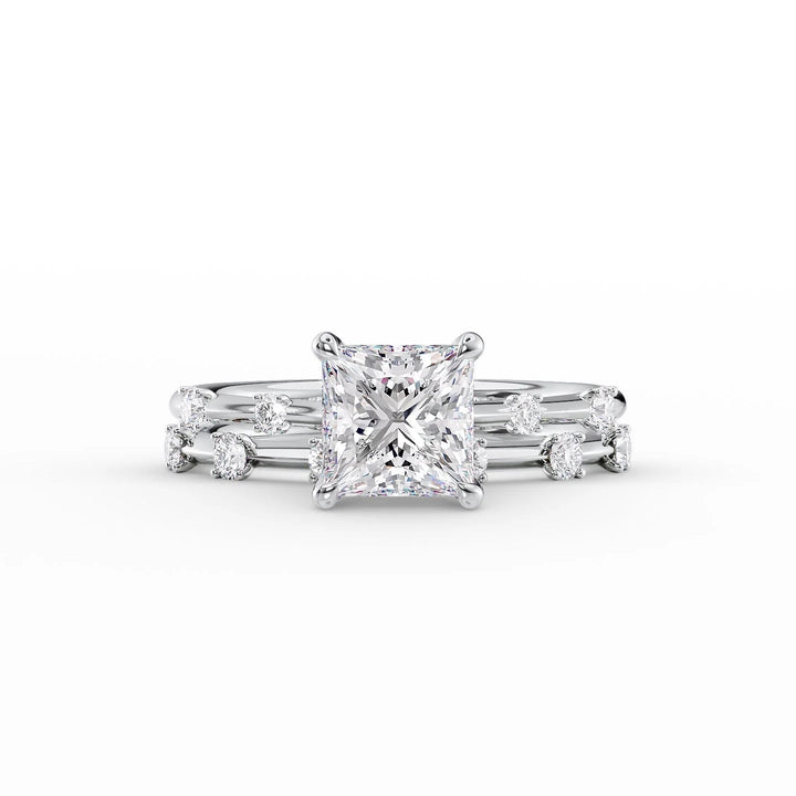 The Sasha Set With Princess Side Stone Lab Diamond 2 Carat 14K White#material_14k-white