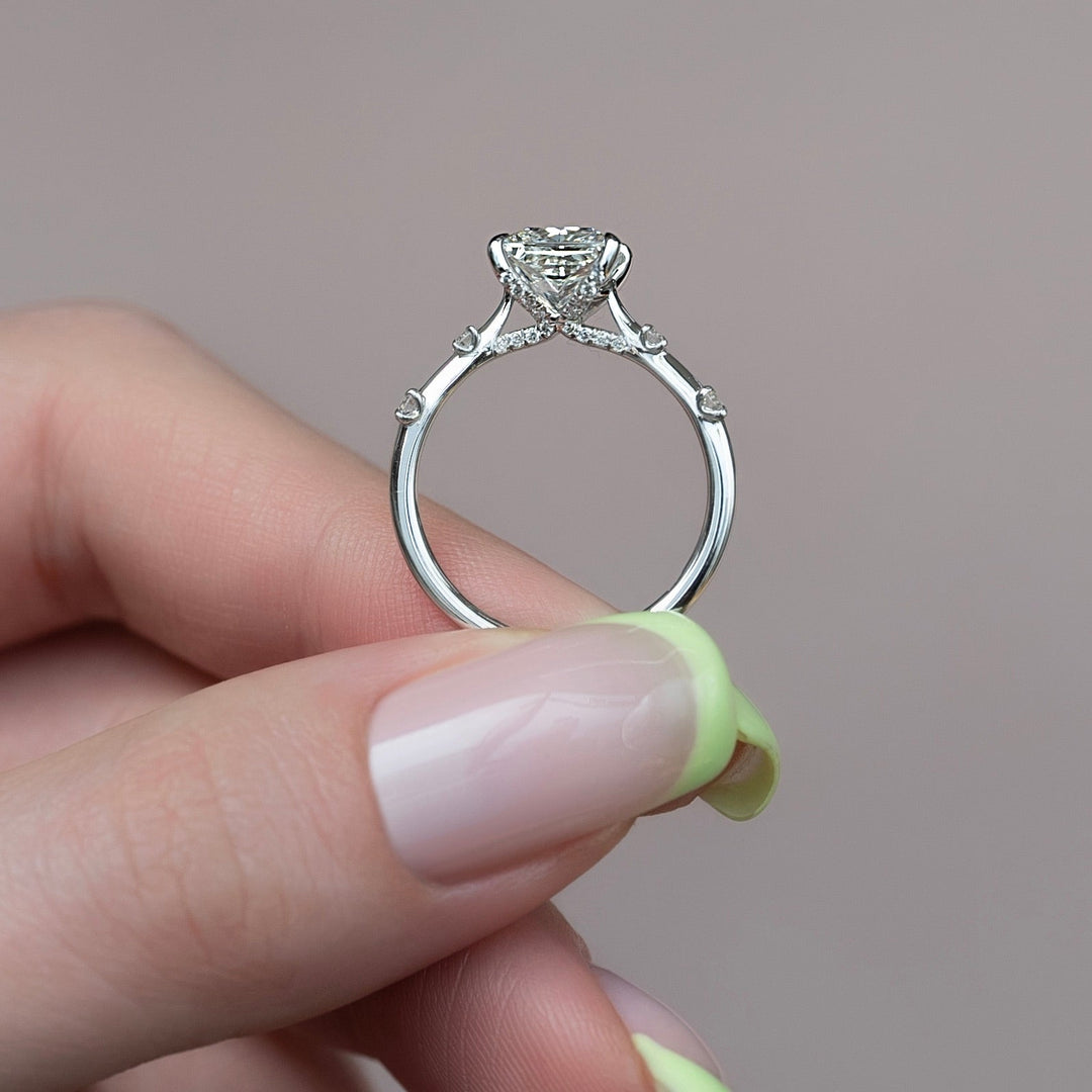 The Sasha Set With Princess Side Stone Moissanite#material_14k-white