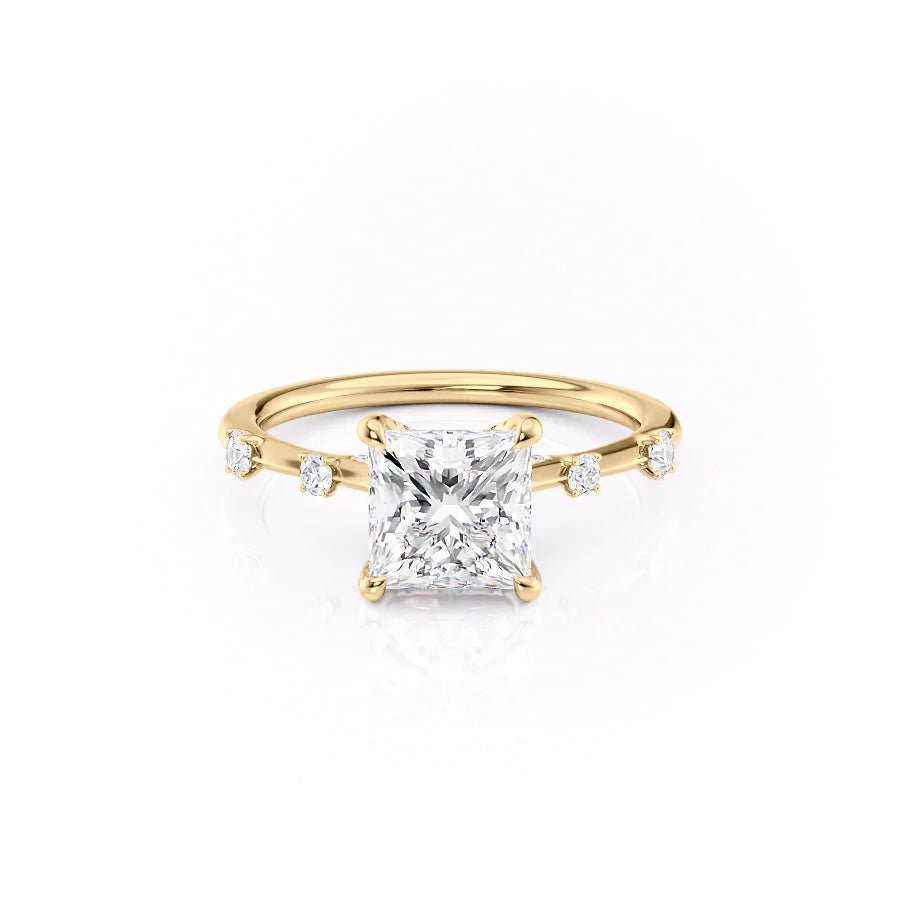 The Sasha Set With Princess Side Stone Lab Diamond 1 Carat 18K Gold#material_18k-gold