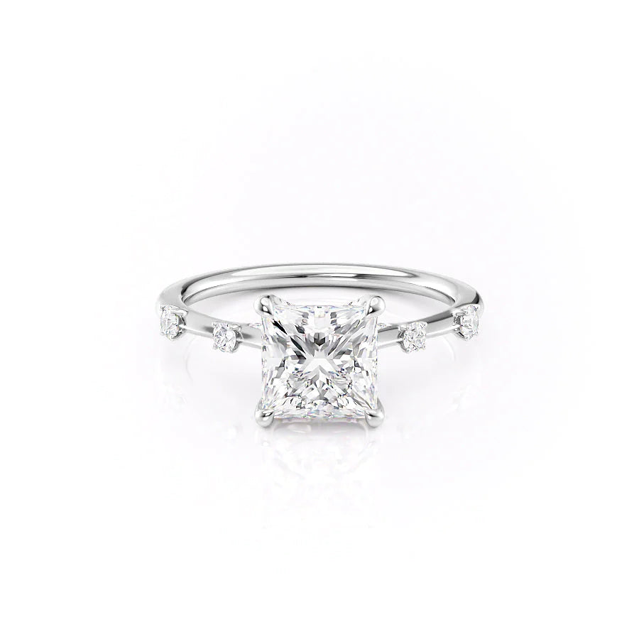 The Sasha Set With Princess Side Stone Lab Diamond 1 Carat 18K White#material_18k-white