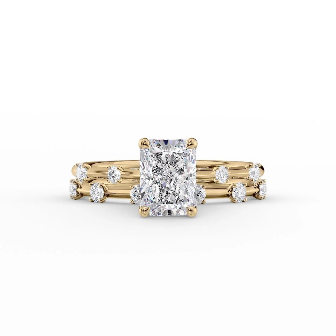 The Sasha Set With Radiant Side Stone Lab Diamond 2 Carat 14K Gold#material_14k-gold