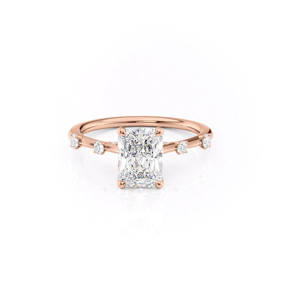 The Sasha Set With Radiant Side Stone Lab Diamond 1 Carat 14K Rose#material_14k-rose