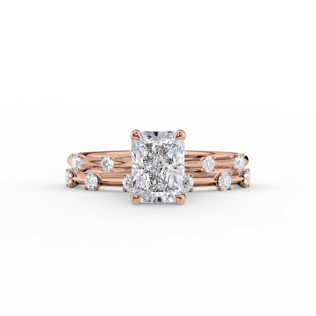 The Sasha Set With Radiant Side Stone Lab Diamond 2 Carat 14K Rose#material_14k-rose