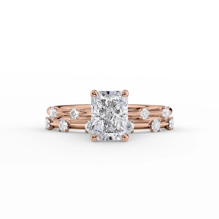 The Sasha Set With Radiant Side Stone Lab Diamond 2 Carat 14K Rose#material_14k-rose