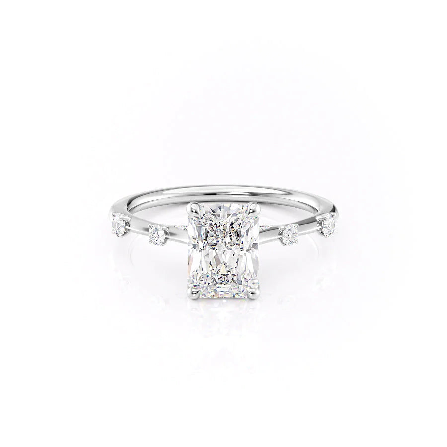 The Sasha Set With Radiant Side Stone Lab Diamond 1 Carat 14K White#material_14k-white