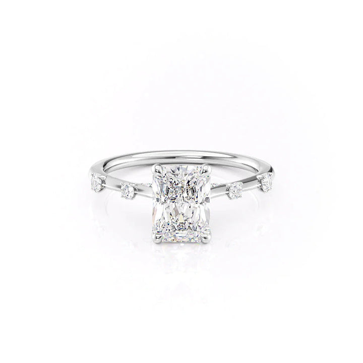 The Sasha Set With Radiant Side Stone Lab Diamond 1 Carat 14K White#material_14k-white