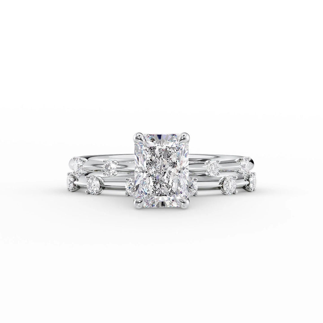 The Sasha Set With Radiant Side Stone Moissanite#material_14k-white