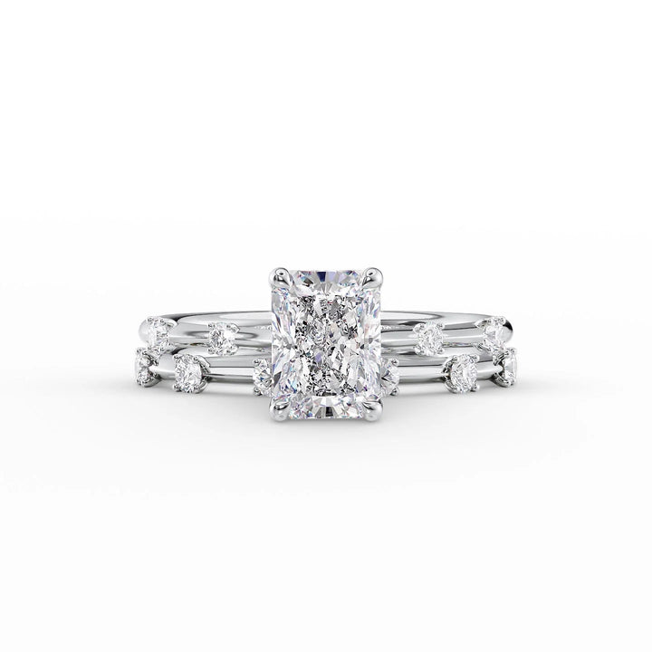 The Sasha Set With Radiant Side Stone Moissanite#material_14k-white