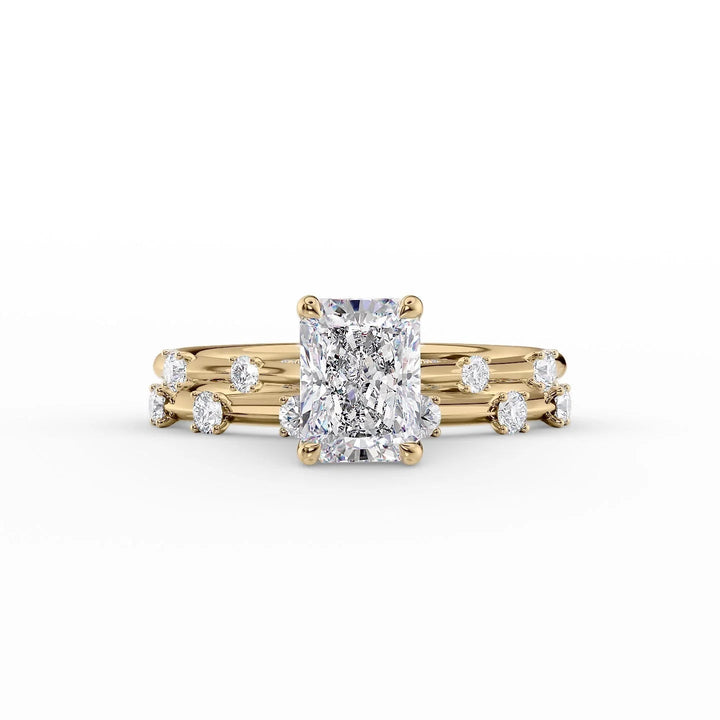 The Sasha Set With Radiant Side Stone Lab Diamond 2 Carat 18K Gold#material_18k-gold