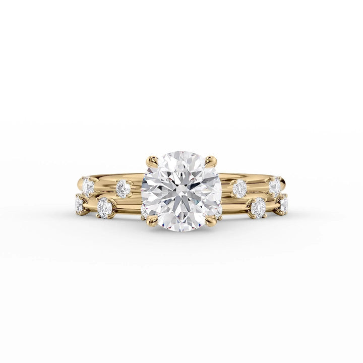 The Sasha Set With Round Side Stone Lab Diamond 2 Carat 14K Gold#material_14k-gold