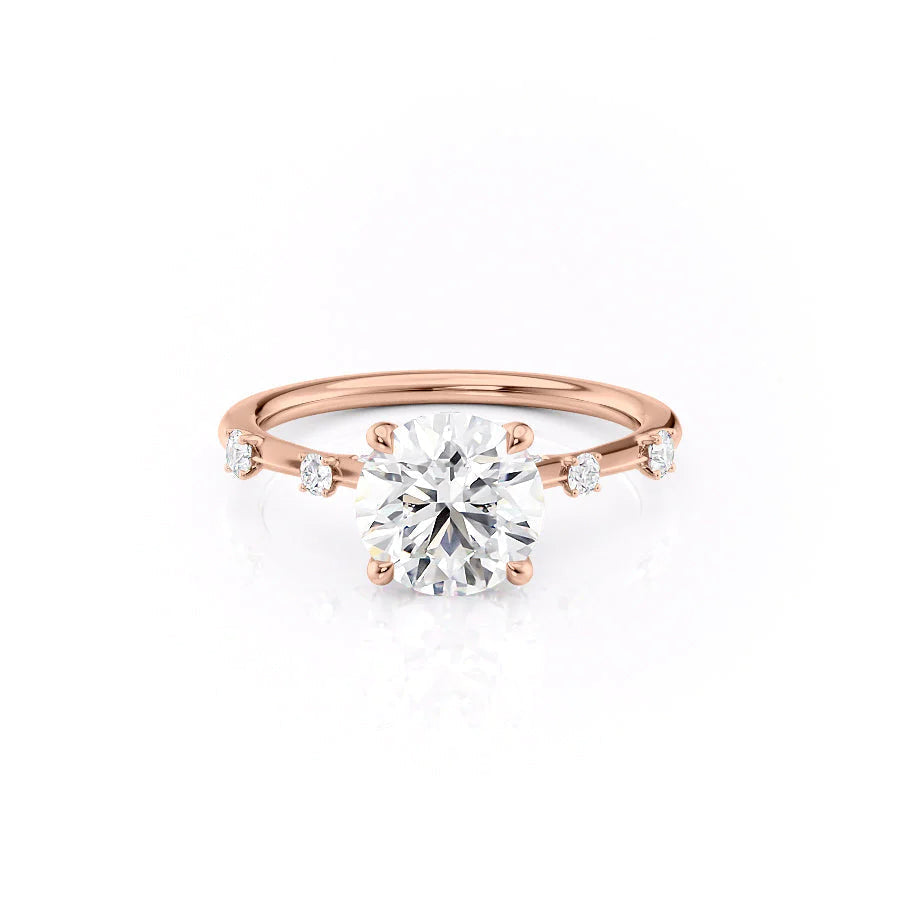 The Sasha Set With Round Side Stone Lab Diamond 1 Carat 14K Rose#material_14k-rose